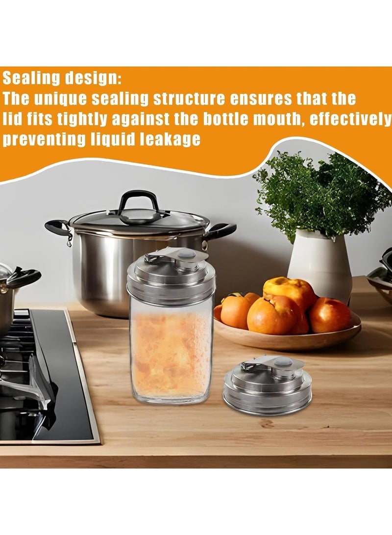 CMGTYYD 2 Pcs Leakproof Jar Lids, Stainless Steel Covers, Dressing Storage Lid, Reusable Jars Cover, 3.39 x 1.57 Inches, Perfect for Brewing, Fruit Infusions, Salad Dressings, and Kitchen Storages  - Image 4
