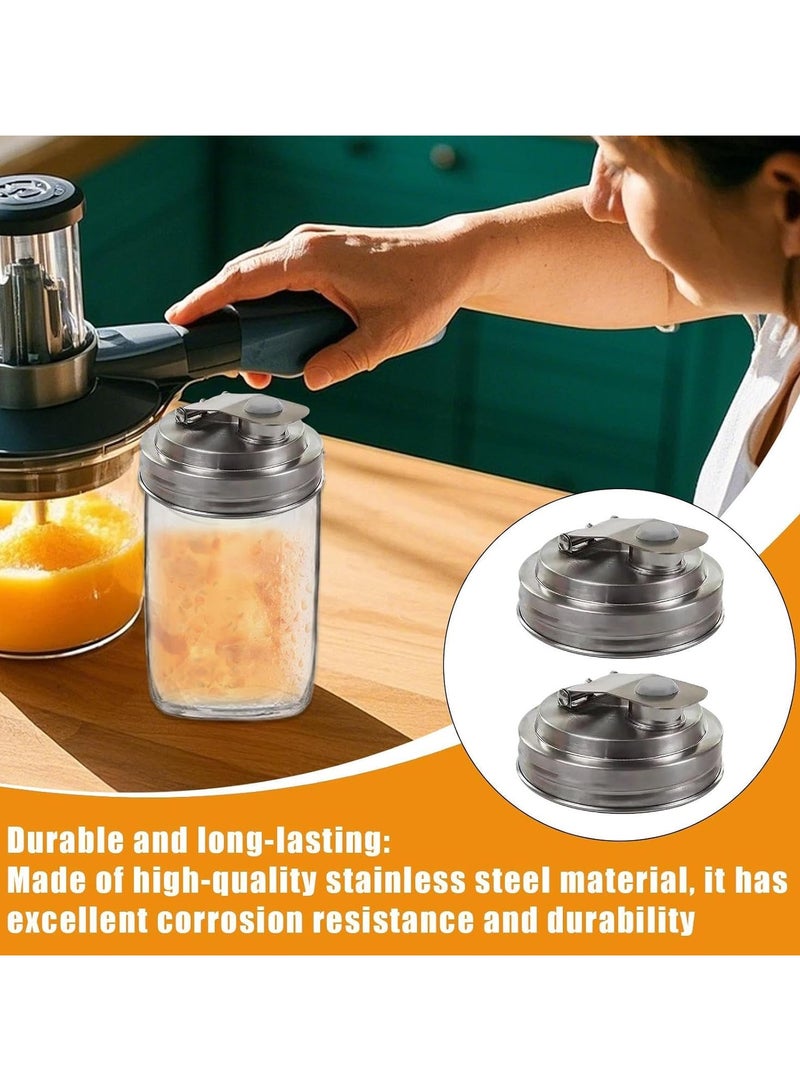 CMGTYYD. 2 غطاء علب ماسون ، يمكن إعادة استخدام غطاء علب ماسون واسعة النطاق من الفولاذ المقاوم للصدأ غطاء علب ماسون لإلقاء غطاء العلب ، للمشروبات المنزلية المخمرة الفاكهة - Image 2