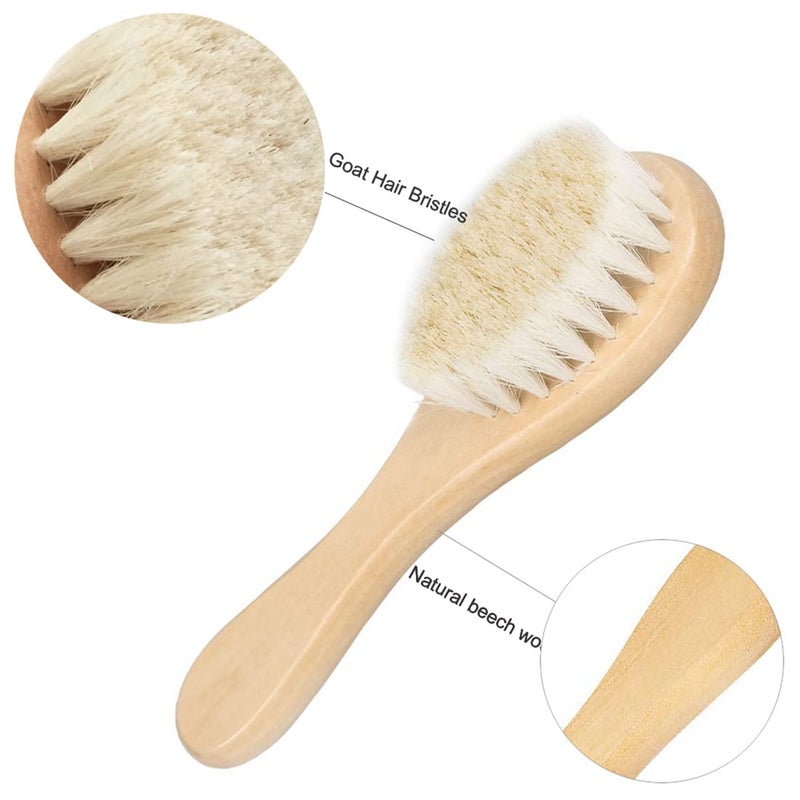 Molylove Baby Hair Brush, Wooden Goat Bristles Hair Brush for Newborns & Toddlers, Ideal for Cradle Cap, Perfect Baby Registry Gift, Hypoallergenic, 1 Count - Image 3
