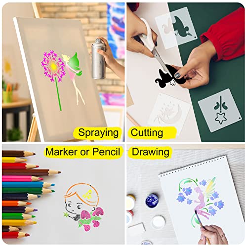 Marspark 66 Pcs Small Stencils for Crafts Reusable 3 Inch Stencils for Painting on Wood DIY Craft Paint Template for Wall Home Decor Card Rock Canvas Drawing Holiday Ornament(Fairy Tale) - Image 3