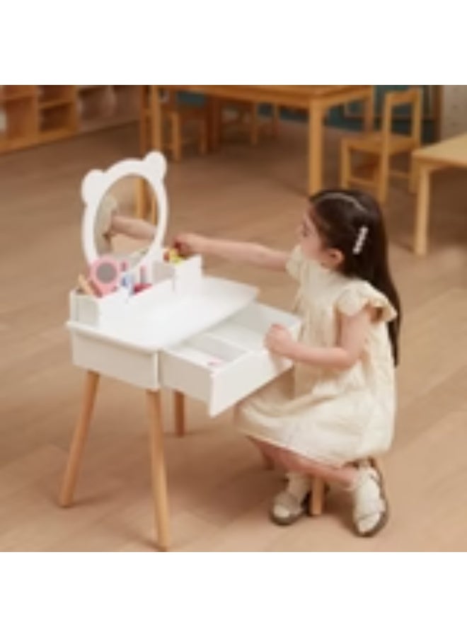Viga Toys Wooden Kids Dressing Table with Chair &  Mirror – Role Play Vanity Set 3+ Years - [44711 - Image 2
