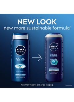 NIVEA MEN Nivea Men Cool Body Wash with Icy Menthol, Scented Body Wash for Men, Free of Parabens, Phthalates and Microplastic Particles, 3 Pack of 16.9 Fl Oz Bottles  - Image 2