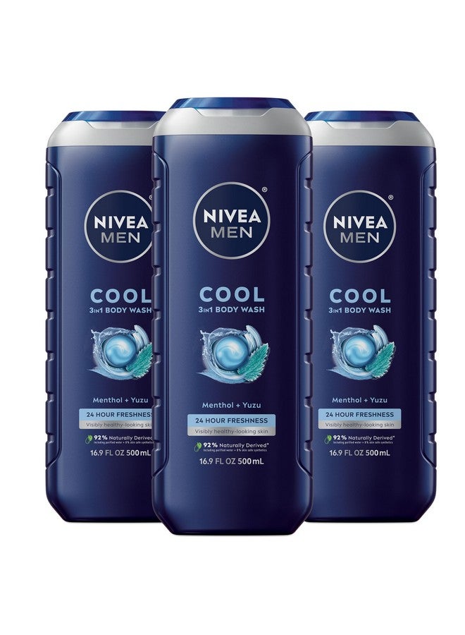 نيفيا مين غسول الجسم المنعش من نيفيا للرجال مع المنثول المثلج، غسول للجسم معطر للرجال، خالٍ من البارابين والفثالات والجسيمات البلاستيكية الدقيقة، عبوة من 3 زجاجات سعة 16.9 أونصة سائلة - Image 1