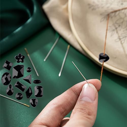 Umillars 500 Pieces Mixed Acrylic Flatback Sew on Rhinestones Crystal Gems Diamante for Clothes Crafts DIY Dress Shoes Bag Decorations (Black) - Image 5