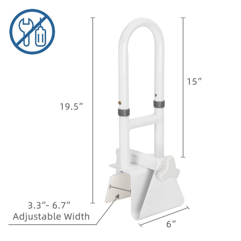 HEPO Grab Bars for Bathtubs and Showers, Adjustable Bathtub Safety Rail for Seniors, Tub Grab Bar for Bathroom, Assistance Bathtub Handle Clamp for Elderly Bath Support, White - Image 3