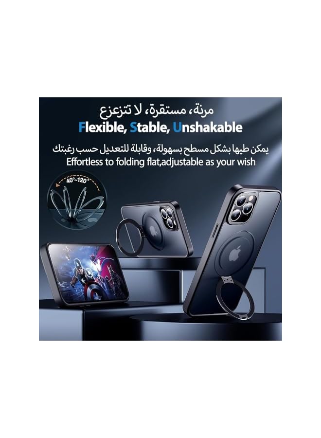 Eligo For Iphone 11 Pro Max Magnetic Case With Invisible Stand Compatible With Magsafe Shockproof Protection Cover Translucent Matte Slim Phone Case With Magnet For 11 Pro Max 2019 Black - Image 4