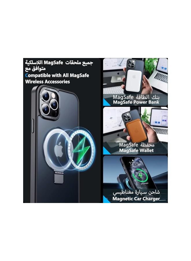 Eligo For Iphone 11 Pro Max Magnetic Case With Invisible Stand Compatible With Magsafe Shockproof Protection Cover Translucent Matte Slim Phone Case With Magnet For 11 Pro Max 2019 Black - Image 2