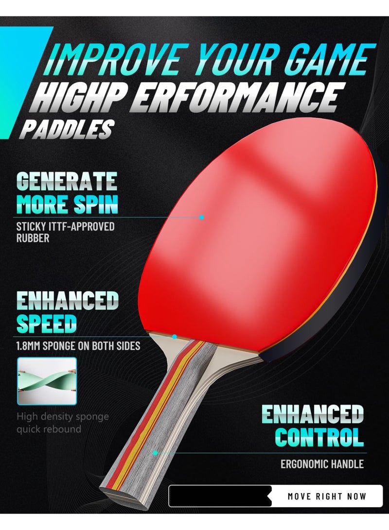 جوبيلين مجموعة مضارب تنس الطاولة مع 4 مضارب تنس طاولة و 8 كرات ستار، شبكة تنس طاولة محمولة مع مشابك لأي طاولة، ألعاب منزلية/خارجية - Image 4