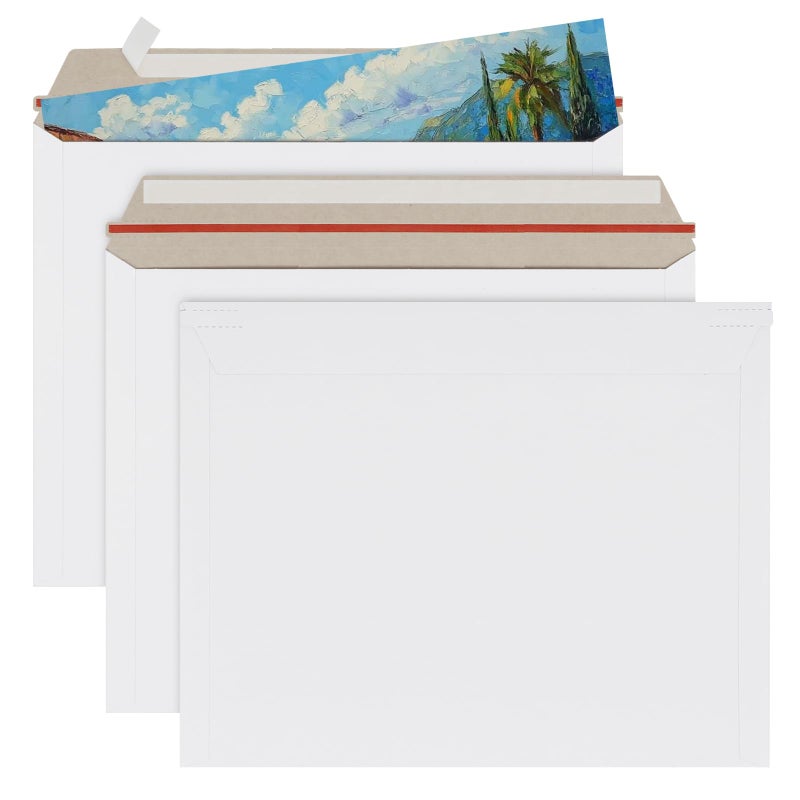 zmybcpack 50 Pack 11x14 inch White Rigid Mailer, Self Seal Photo Document Mailers, Stay Flat White Cardboard Envelopes Photography Mailers for Papers,Photos, Document - Image 1