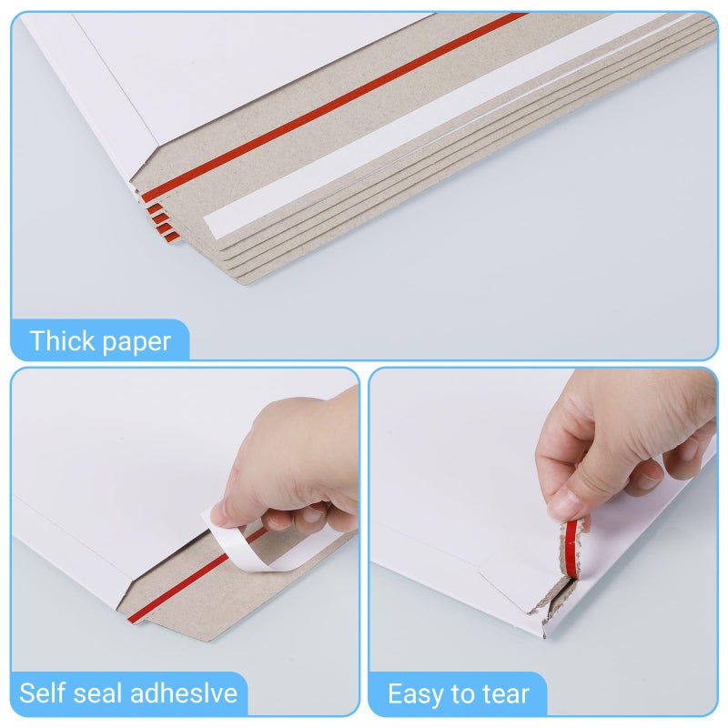 zmybcpack 50 Pack 11x14 inch White Rigid Mailer, Self Seal Photo Document Mailers, Stay Flat White Cardboard Envelopes Photography Mailers for Papers,Photos, Document - Image 3