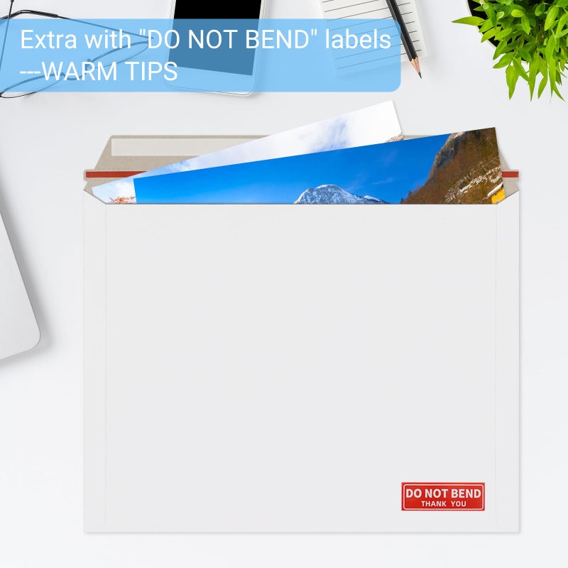 zmybcpack 50 Pack 11x14 inch White Rigid Mailer, Self Seal Photo Document Mailers, Stay Flat White Cardboard Envelopes Photography Mailers for Papers,Photos, Document - Image 4