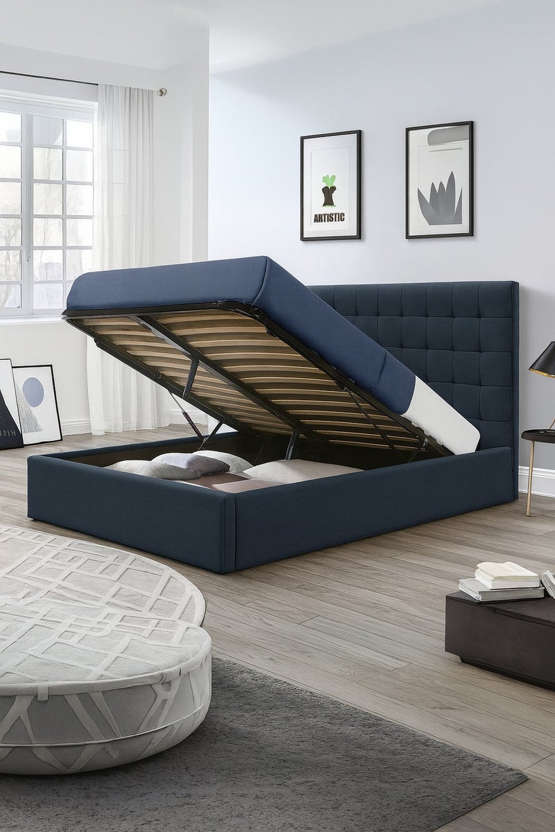 Hydraulic Lift-Up Storage Bed – Modern Upholstered King Bed Frame with Customizable Design & Spacious Underbed Storage 150x200cm Queen