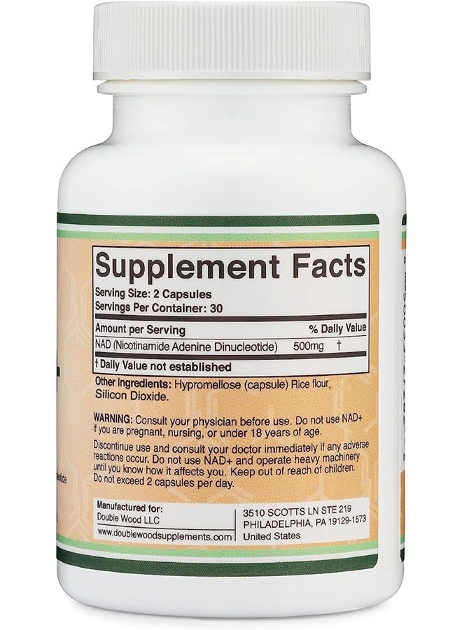 Double Wood Supplements مكمل NAD (500 مجم من 95% NAD+ النقي لكل وجبة، إمداد لمدة 30 يومًا) معزز NAD مشابه لنيكوتيناميد ريبوسيد (تم اختباره من قبل جهة خارجية، آمن على النباتيين، خالٍ من الكائنات المعدلة وراثيًا) من شركة Double Wood - Image 2
