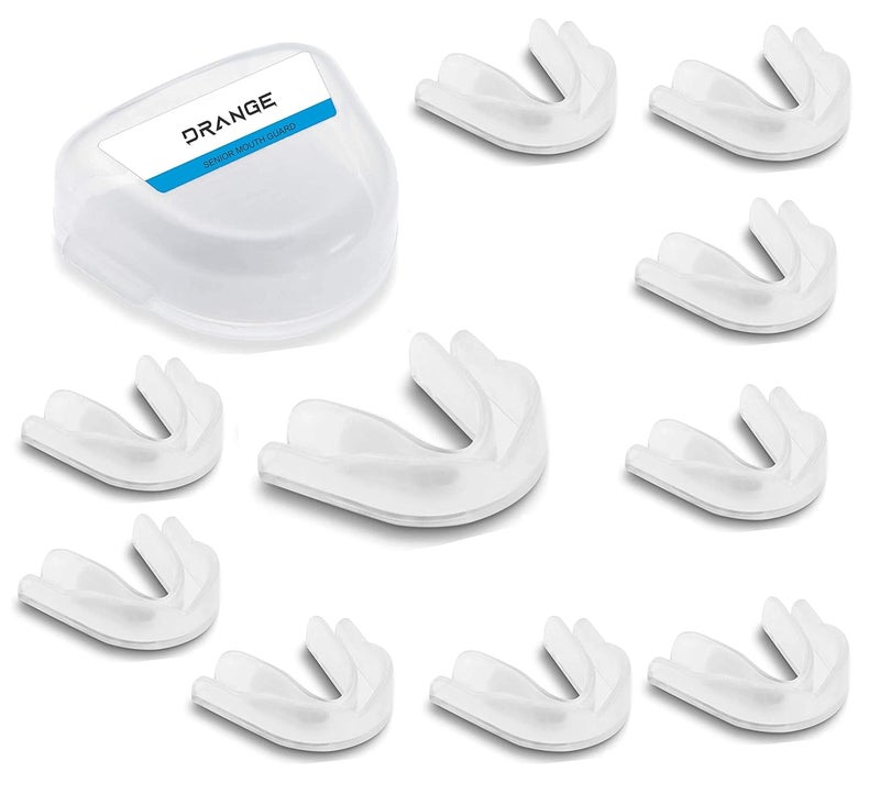 DRANGE Mouth Guard/Gum Shield - for boxing, MMA, rugby, muay thai, hockey, judo, karate martial arts and all contact sports Pack of 10 (Clear (White)) - Image 1
