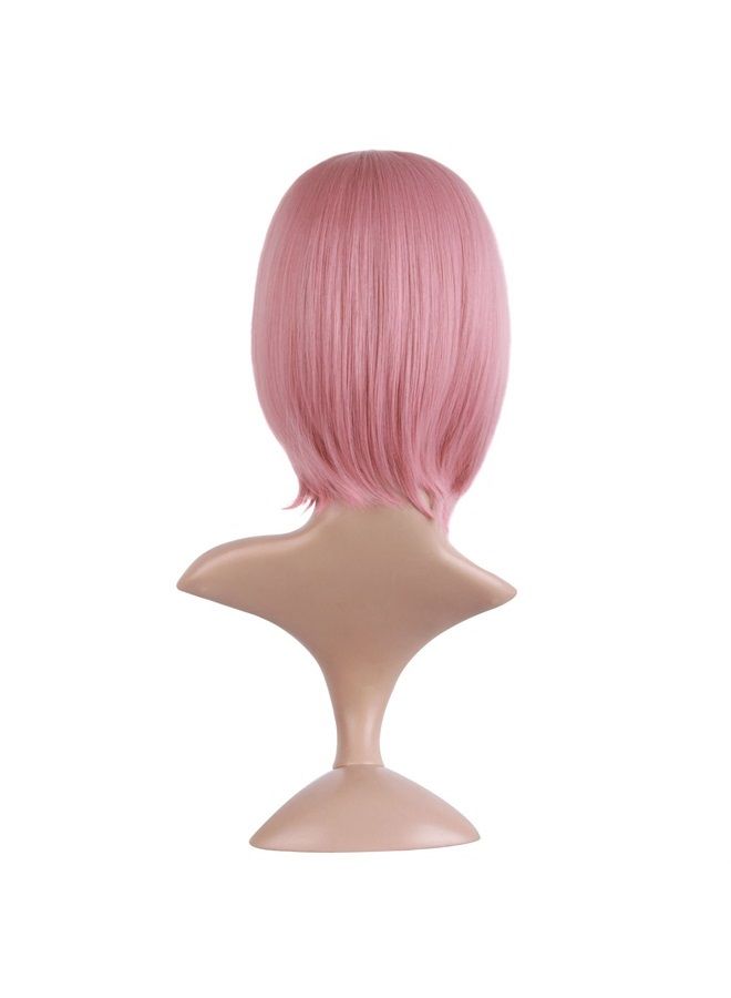 MapofBeauty 12 Inch/30cm Fashion Lady Short Straight Flat Bangs Bob Wig (Rouge Pink)  - Image 4