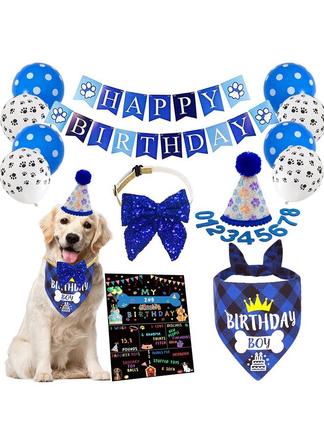 duludulu Dog Birthday Bandanas Dog Birthday Party Supplies Include Dog Birthday Banner Dog Paw Balloons Dog Birthday Outfit Hat for Dog Birthday Decorations - Image 1