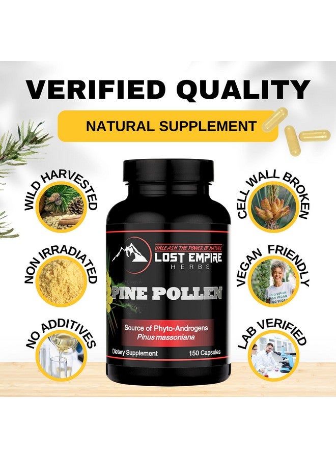 LOST EMPIRE HERBS UNLEASH THE POWER OF NATURE Pine Pollen Capsules - Non-Irradiated, Wild Harvested, Cell Wall Cracked Powder - Supplement Great for Men and Women for Energy, Vitality and Immunity (150 Capsules)  - Image 3