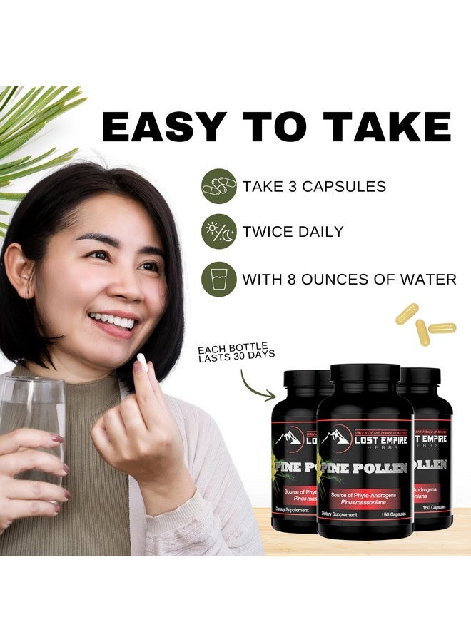 LOST EMPIRE HERBS UNLEASH THE POWER OF NATURE Pine Pollen Capsules - Non-Irradiated, Wild Harvested, Cell Wall Cracked Powder - Supplement Great for Men and Women for Energy, Vitality and Immunity (150 Capsules)  - Image 4