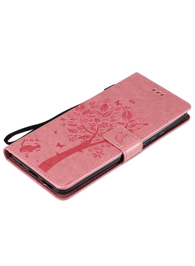 S-TOP Case For Motorola Moto G9 Power Tree & Cat Pattern Pressed Printing Horizontal Flip PU Leather Case with Holder & Card Slots & Wallet & Lanyard - Image 4