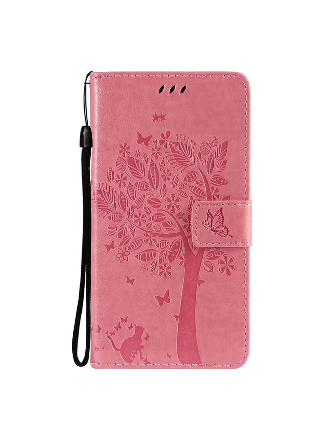 S-TOP Case For Motorola Moto G9 Power Tree & Cat Pattern Pressed Printing Horizontal Flip PU Leather Case with Holder & Card Slots & Wallet & Lanyard - Image 2