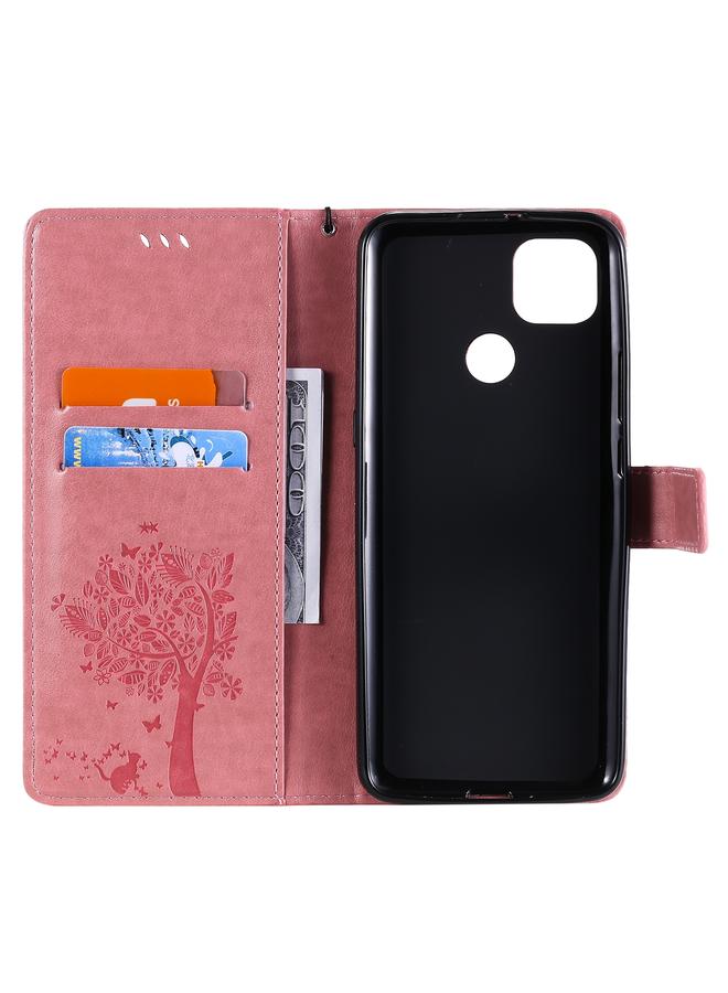 S-TOP Case For Motorola Moto G9 Power Tree & Cat Pattern Pressed Printing Horizontal Flip PU Leather Case with Holder & Card Slots & Wallet & Lanyard - Image 5