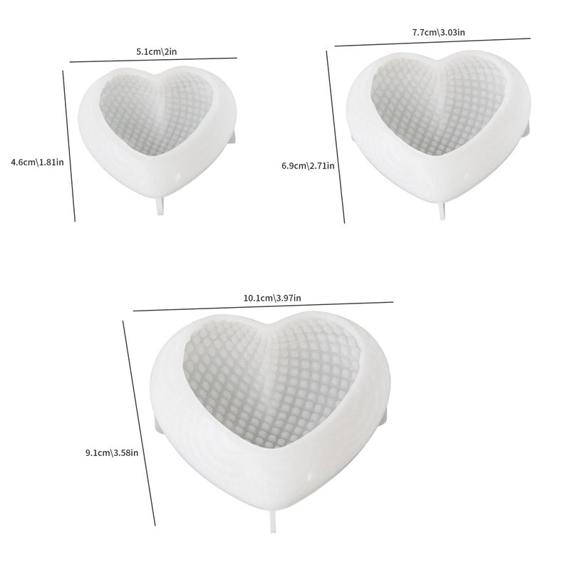 ESEENS 3 Pack Heart Candle Molds Love Resin Mold - Resin Casting Silicone Molds for Home Decor & Candle Making Wave Spiral Mold - Image 2