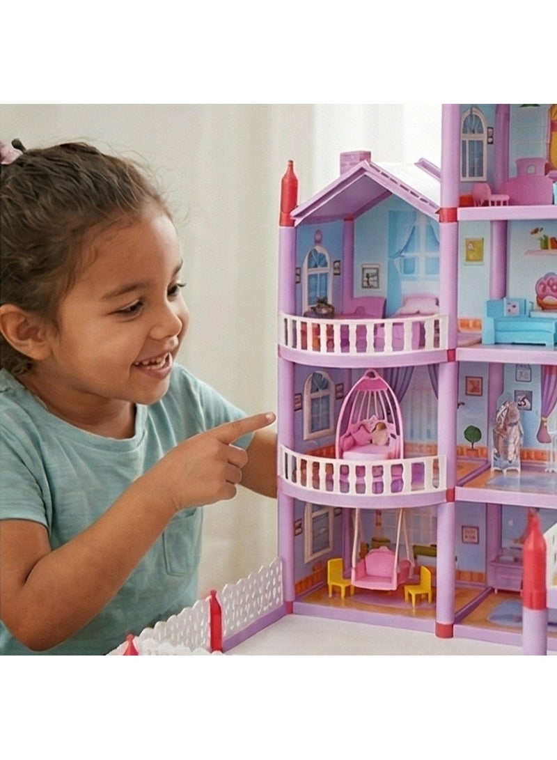 TOY GARDEN Dollhouse Dreamhouse Building Toys | DIY House with Furniture, Movable Slides, Pets & Dolls | Interactive Party Play Doll House for Kids Ages 3+ - Image 4