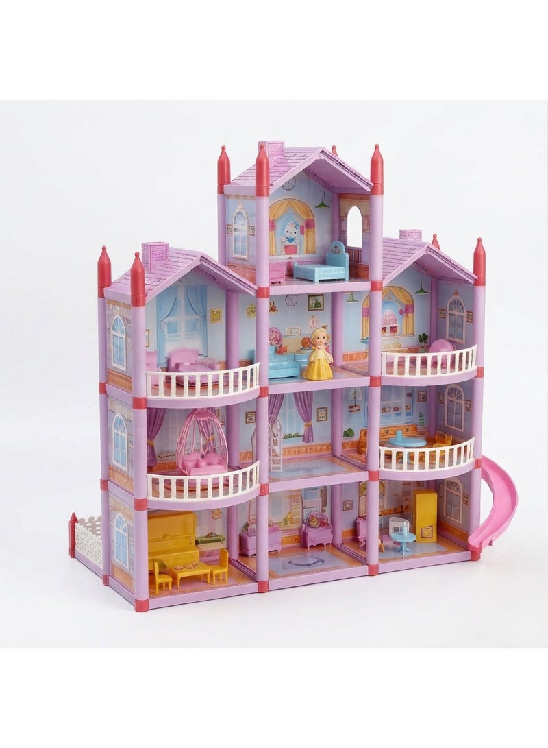 TOY GARDEN Dollhouse Dreamhouse Building Toys | DIY House with Furniture, Movable Slides, Pets & Dolls | Interactive Party Play Doll House for Kids Ages 3+ - Image 1