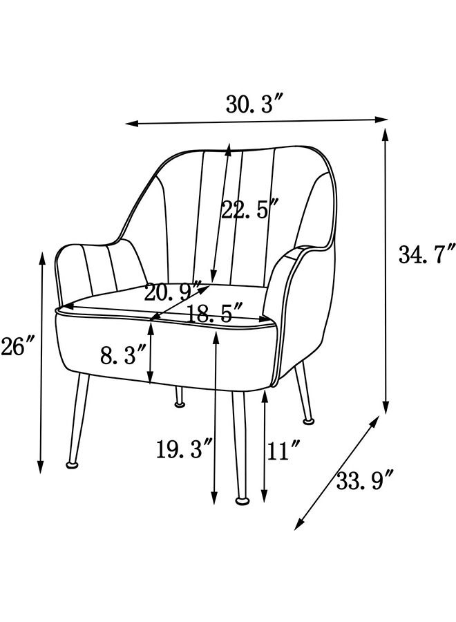 Generic Living Room Chairs Accent Club Chair, Modern Accent Chair Upholstered Reading Chair Single Sofa Leisure Club Chair Armchair Side Chair w/Metal Legs  - Image 3