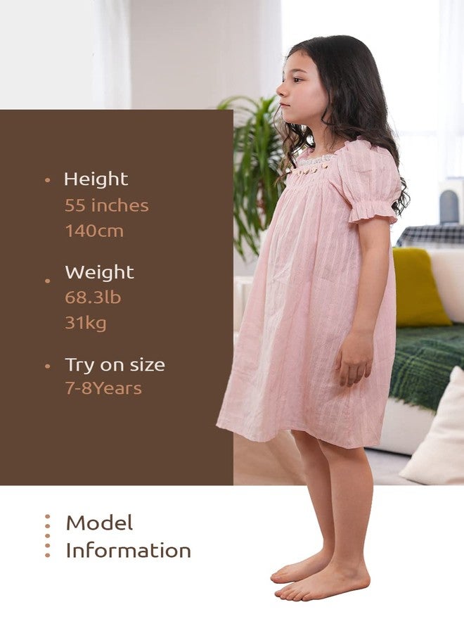 BANGSAUR Girls' Vintage Dresses, Cotton Princess Sleepshirts, Kids 3-12 Years White - Image 5