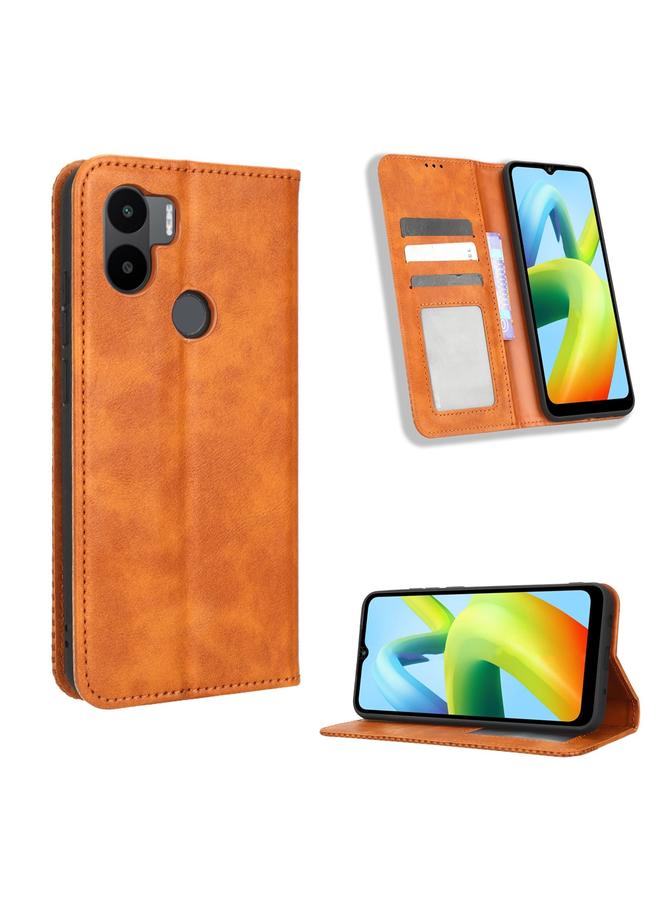 The Bros Case For Xiaomi Redmi A1+ Magnetic Buckle Retro Texture Leather Phone Case