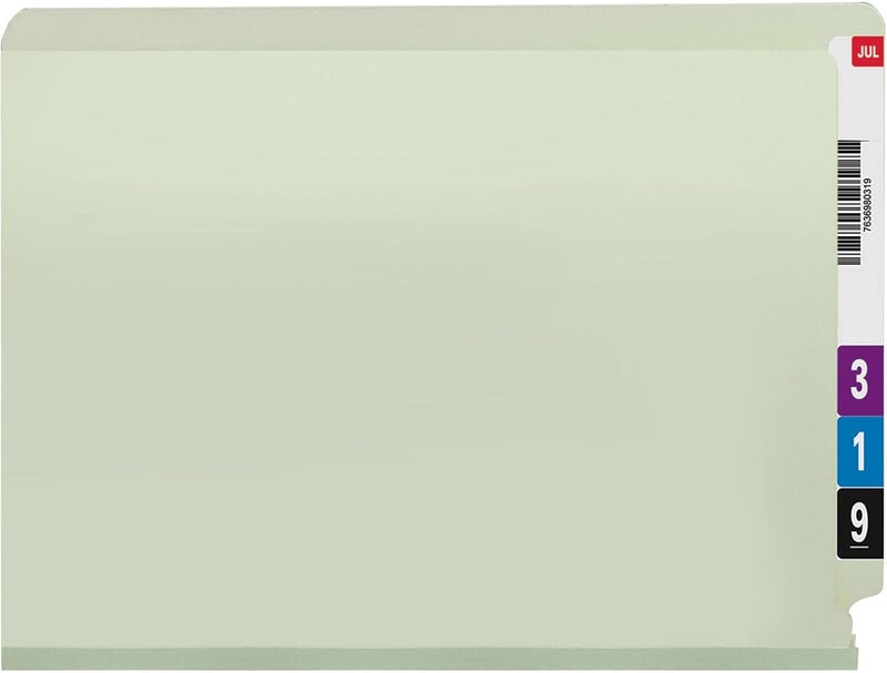 Smead End Tab Pressboard Fastener File Folder with SafeSHIELD Fasteners, 2 Fasteners, 2" Expansion, Letter Size, Gray/Green, 25 per Box (34715) - Image 5