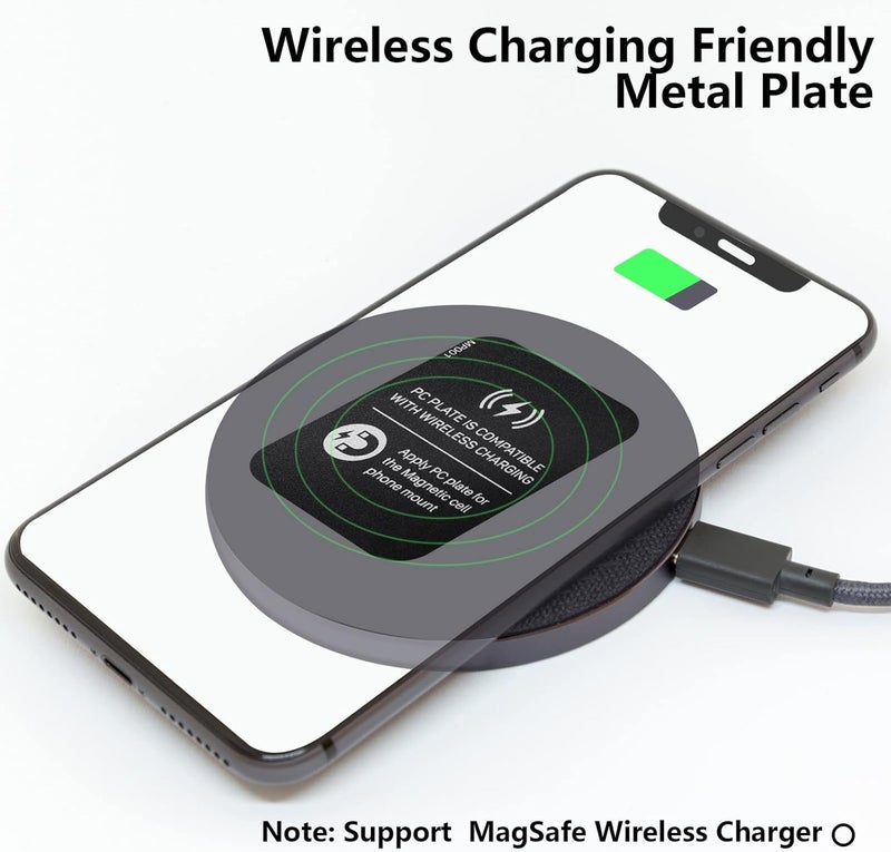 MAKINGTEC 12 Pcs Metal Plate for Phone Magnet Wireless Charging Compatible Cradle Disc Round Rectangle Phone Magnet Sticker Black Magnetic Metal Plate Cell Phone Automobile Cradles for Magnetic Car Phone - Image 2