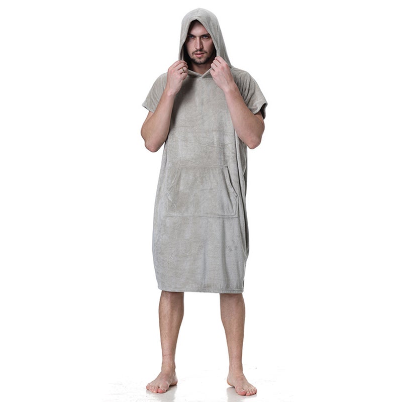 Bathrobe Swimming Quick Dry Cape Fleece Robe Surfing Diving Hooded Bath Towel Beach Poncho Windproof and Warm House Robes for Men Women - Image 1