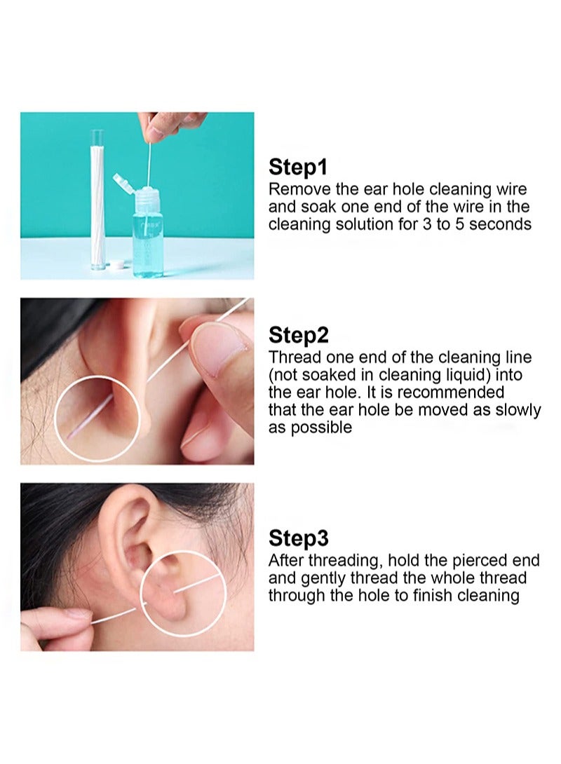 هالونهي 70 عبوة من خط تنظيف ثقب الأذن ، يمكن التخلص منها بعد ثقب 25 مللي سائل منظف للعناية ، مزيل رائحة النعناع ، مجموعة العناية بالأذن للفتيات والنساء - Image 4
