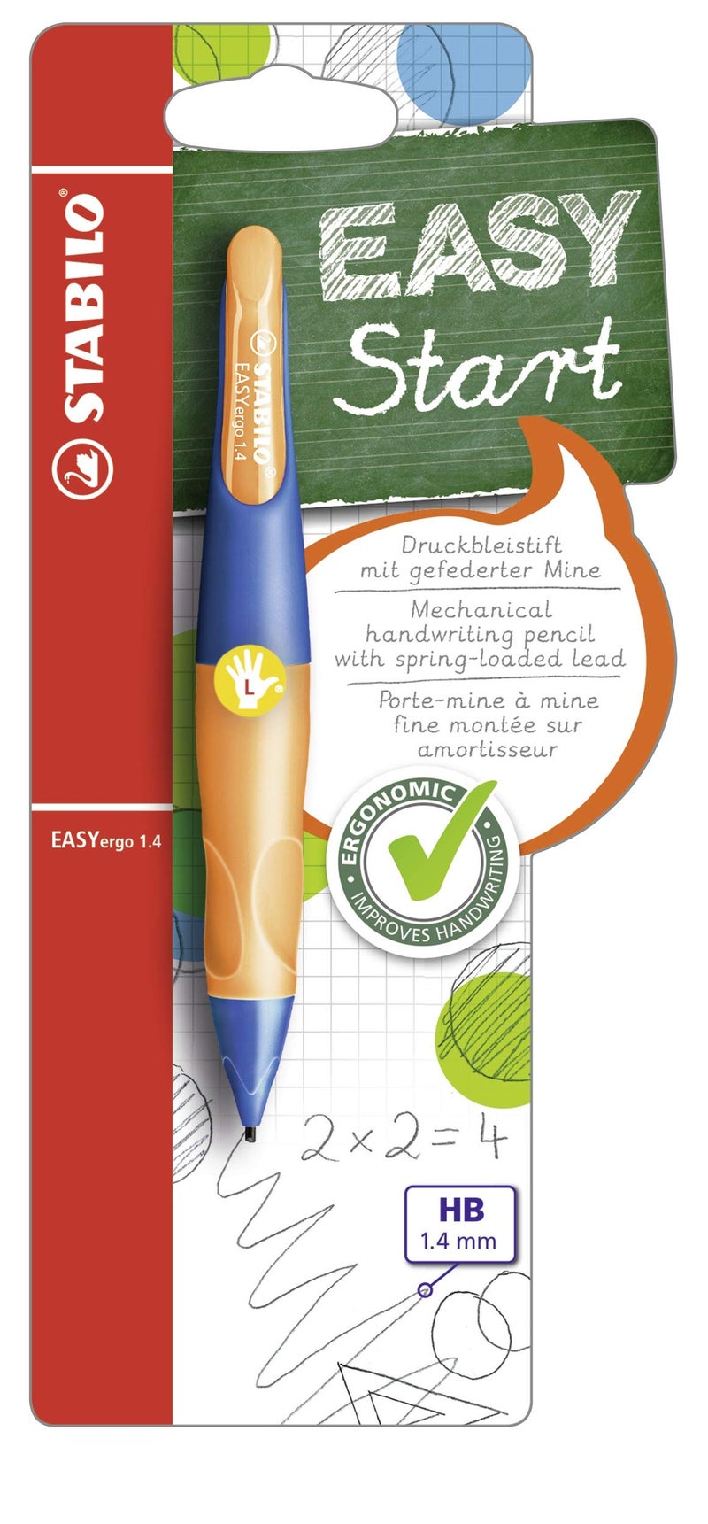 STABILO Ergonomic Mechanical Pencil EASYergo 14 LeftHanded UltramarineNeon Orange - Image 2