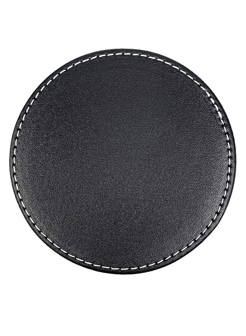 Y&D PU Black Leather Coasters, Coasters Set of 6 with Holder, for Drinks, Heat-resistance Mats, Coffee Coaster, Protect Furniture, Holding Cups, Sports Bottles  - Image 4