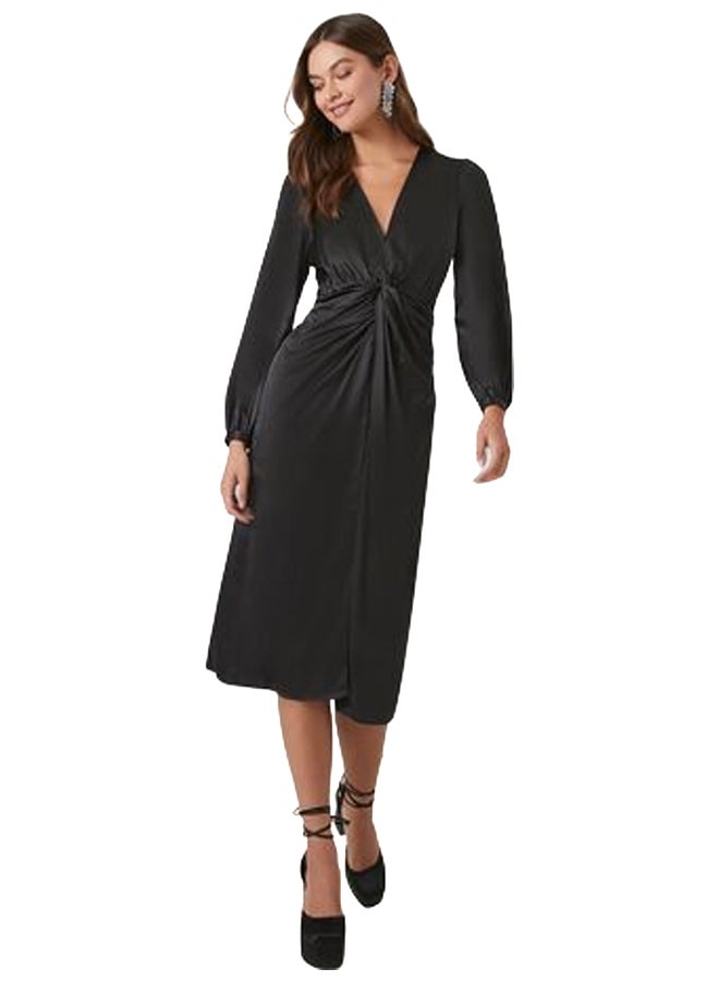 FOREVER 21 Satin Twist-Front Midi Dress - Image 1