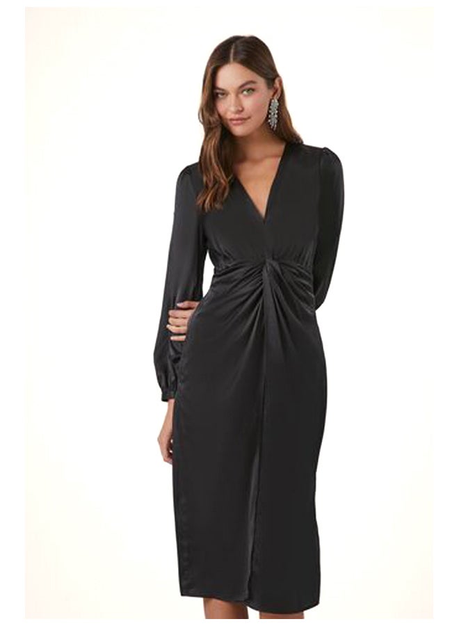 FOREVER 21 Satin Twist-Front Midi Dress - Image 2