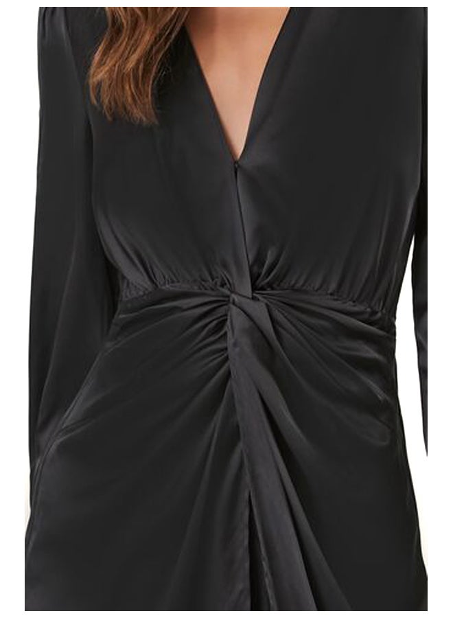 FOREVER 21 Satin Twist-Front Midi Dress - Image 5