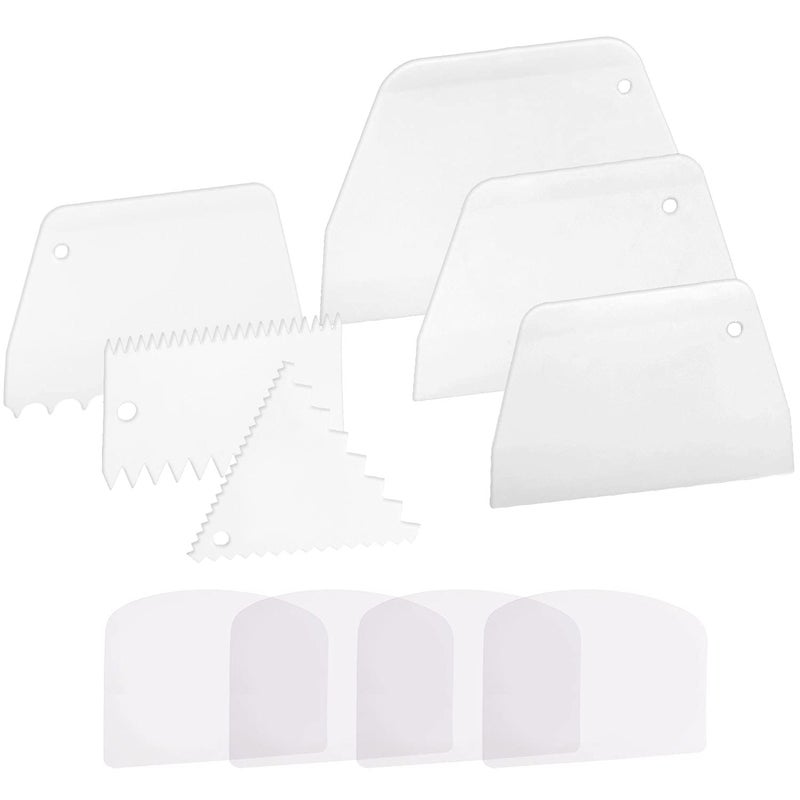 Anvin Anvin Cake Scraper Smoother Cake Icing Tool Set Plastic Scraper Cake Frosting Scraper Smoother Combo for Buttercream Edge Decorating Cake Smoother Flexible for Baking Birthday DIY Kitchen 10 Pcs 