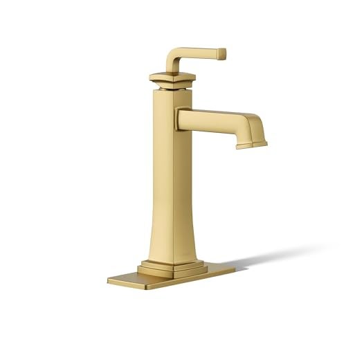 KOHLER 264304N2MB K264304N2MB Riff Tall SingleHandle Bathroom Sink Faucet 5 gpm Vibrant Brushed Moderne Brass - Image 1