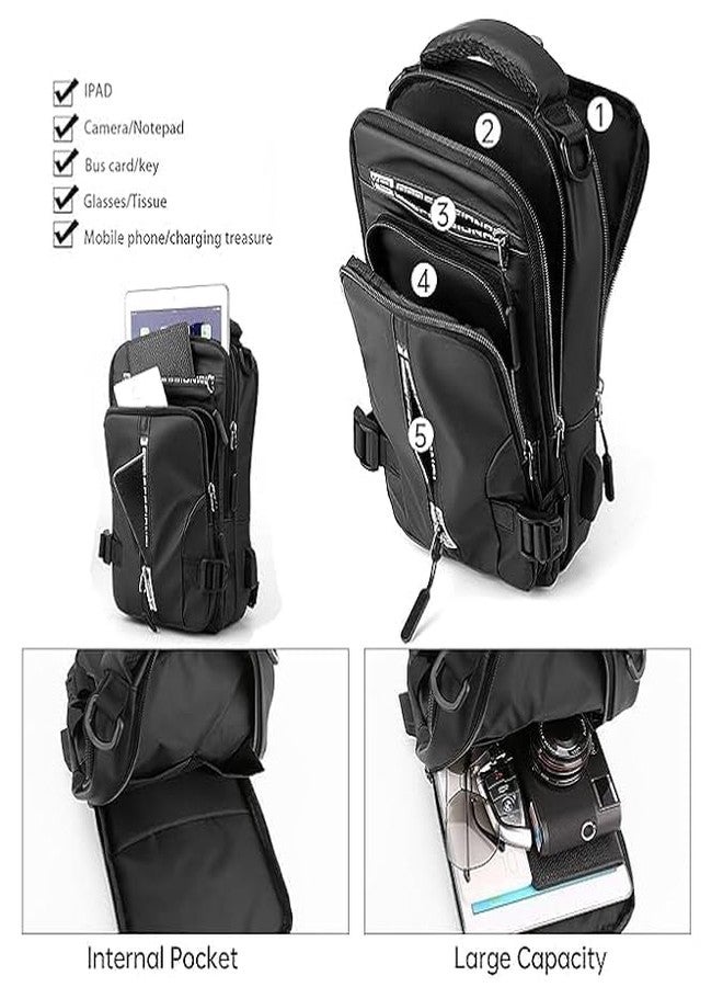 STESHWK Shoulder Backpack for Hiking Sports Running Travel With Rucksack Bicycle Sport Men and Women Messenger Bags Waterproof Casual Shoulder Bag (Black) - Image 2
