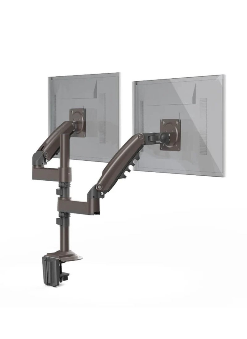 HUANUO - 17-32 Inch Dual Monitor Stand, Gas Spring Dual Monitor Mount, Monitor Stand 2 Monitors, Ergonomic Adjustable Tilt Swivel Rotate, Weight Max 19.8 lbs, VESA 75/100mm HNDS8 Dual Monitor Mount Adjustable Desk Monitor Mount VESA Bracket with C-Clamp and Grommet Hole Mounting Base - Image 1