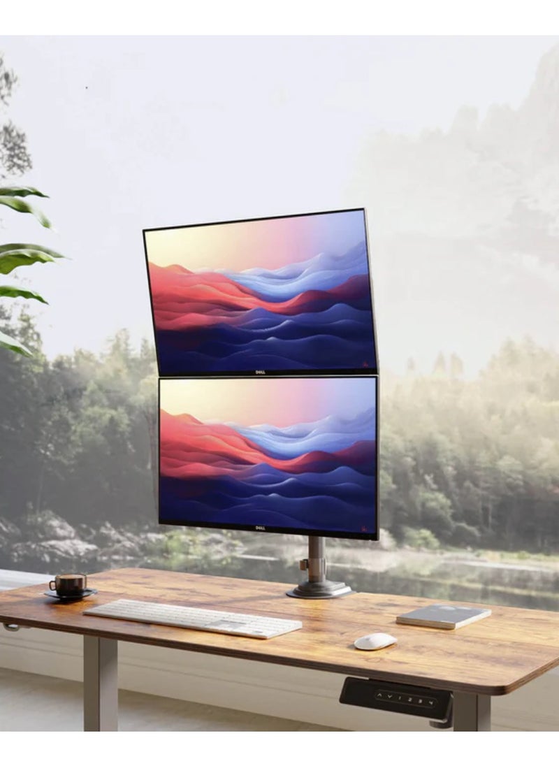 HUANUO - 17-32 Inch Dual Monitor Stand, Gas Spring Dual Monitor Mount, Monitor Stand 2 Monitors, Ergonomic Adjustable Tilt Swivel Rotate, Weight Max 19.8 lbs, VESA 75/100mm HNDS8 Dual Monitor Mount Adjustable Desk Monitor Mount VESA Bracket with C-Clamp and Grommet Hole Mounting Base - Image 1