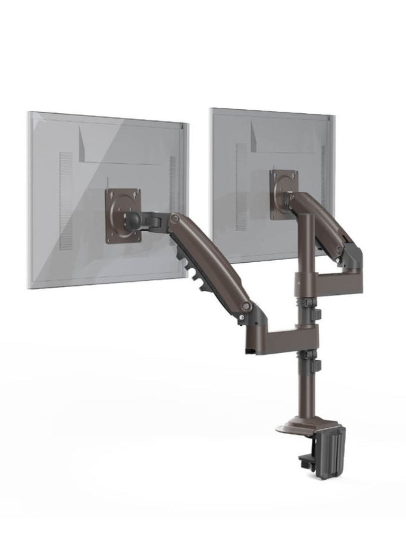 HUANUO - 17-32 Inch Dual Monitor Stand, Gas Spring Dual Monitor Mount, Monitor Stand 2 Monitors, Ergonomic Adjustable Tilt Swivel Rotate, Weight Max 19.8 lbs, VESA 75/100mm HNDS8 Dual Monitor Mount Adjustable Desk Monitor Mount VESA Bracket with C-Clamp and Grommet Hole Mounting Base - Image 1