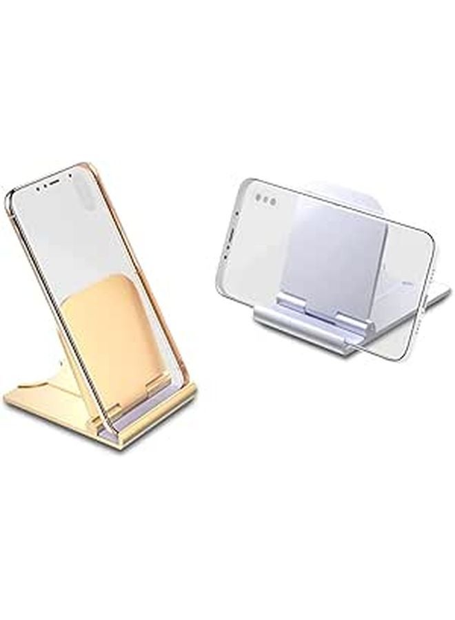Universal Mobile Phone Tablet Holder Desktop Stand 2 Pack Portable Adjustable - Image 1