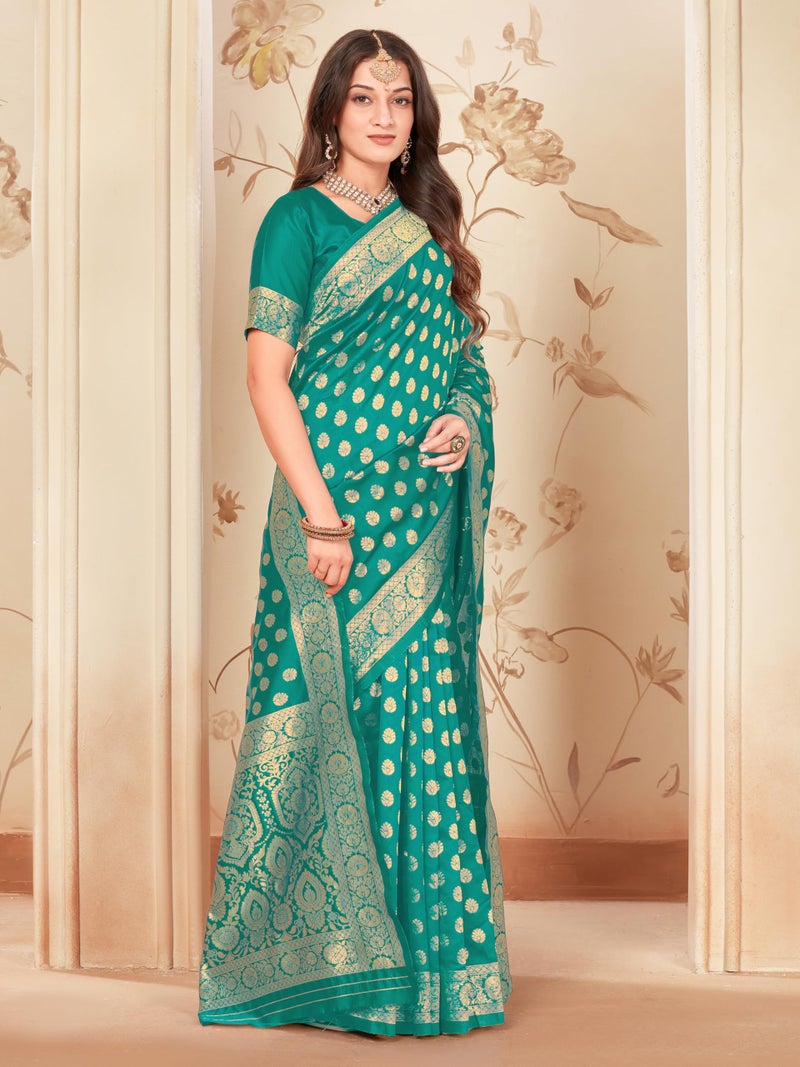 Glory Sarees Women’s Banarasi Silk Saree With Blouse Piece (Kalamkarisaree_Rama) - Image 5