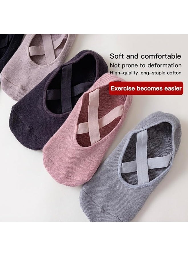 Kibee 5 Pairs Yoga Socks，Non-Slip Cotton Socks for Pilates Pure Barre Ballet Dance Socks Barefoot Workout Socks - Image 5