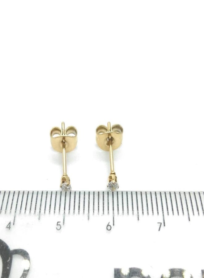 Gorgeouser 14K Gold Plating Tiny 2MM Cubic Zirconia Stud Earrings Minimal 20G Cartilage Piercing Ear Studs Smallest CZ Post Earrings for Women&Men… - Image 5